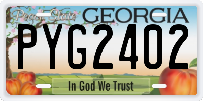 GA license plate PYG2402