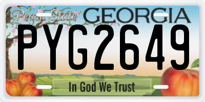 GA license plate PYG2649