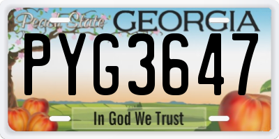 GA license plate PYG3647