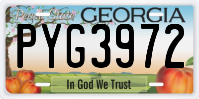 GA license plate PYG3972