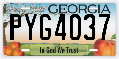 GA license plate PYG4037
