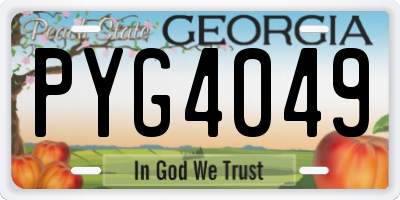 GA license plate PYG4049