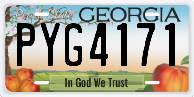GA license plate PYG4171
