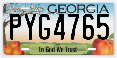 GA license plate PYG4765