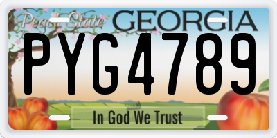 GA license plate PYG4789