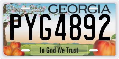 GA license plate PYG4892