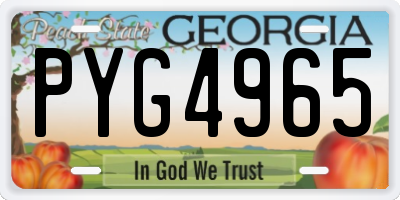 GA license plate PYG4965