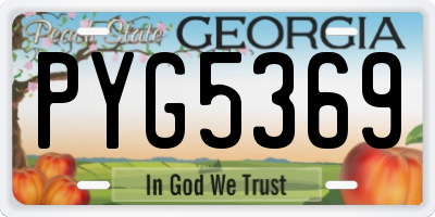 GA license plate PYG5369
