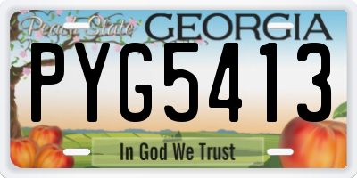 GA license plate PYG5413
