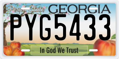 GA license plate PYG5433