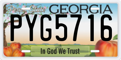GA license plate PYG5716