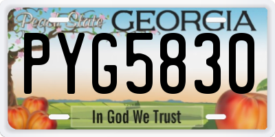 GA license plate PYG5830
