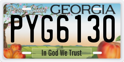 GA license plate PYG6130