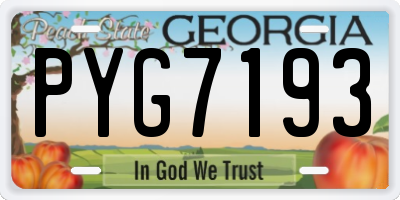 GA license plate PYG7193