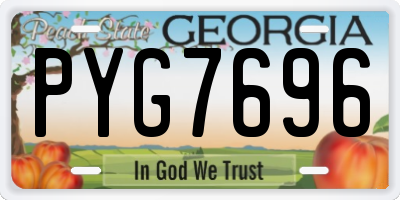 GA license plate PYG7696