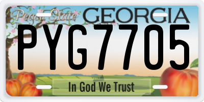 GA license plate PYG7705