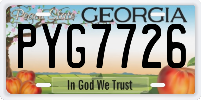 GA license plate PYG7726