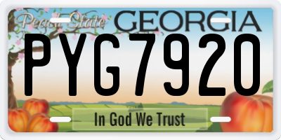 GA license plate PYG7920