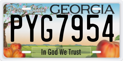 GA license plate PYG7954