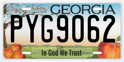 GA license plate PYG9062