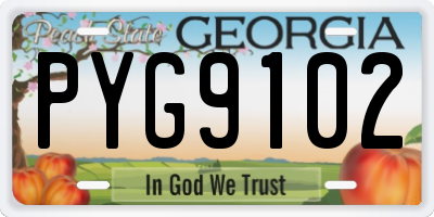 GA license plate PYG9102