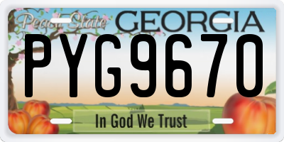 GA license plate PYG9670