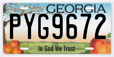 GA license plate PYG9672