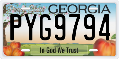 GA license plate PYG9794