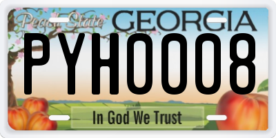 GA license plate PYH0008