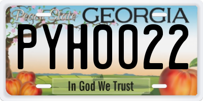 GA license plate PYH0022