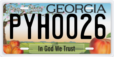 GA license plate PYH0026