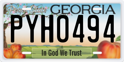 GA license plate PYH0494