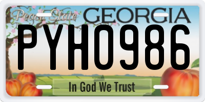 GA license plate PYH0986