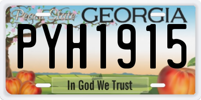 GA license plate PYH1915