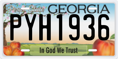GA license plate PYH1936