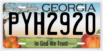 GA license plate PYH2920