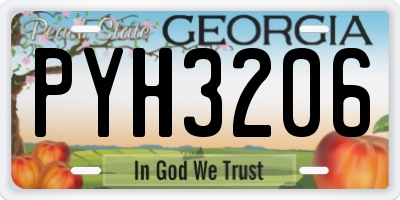 GA license plate PYH3206