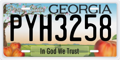 GA license plate PYH3258
