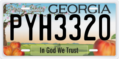 GA license plate PYH3320