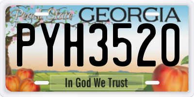 GA license plate PYH3520