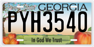 GA license plate PYH3540