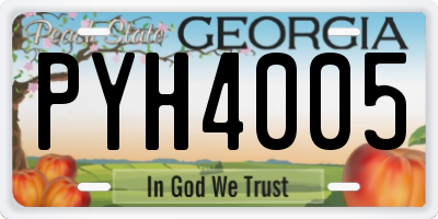 GA license plate PYH4005