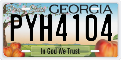 GA license plate PYH4104