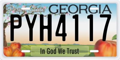 GA license plate PYH4117