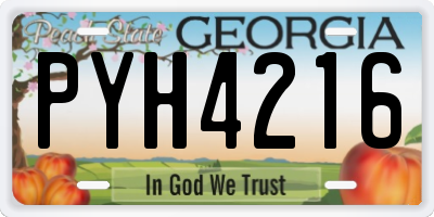 GA license plate PYH4216