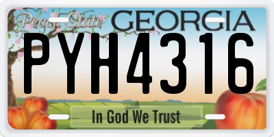 GA license plate PYH4316