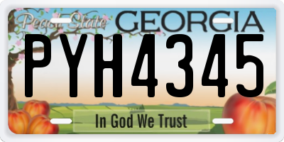 GA license plate PYH4345