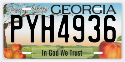 GA license plate PYH4936