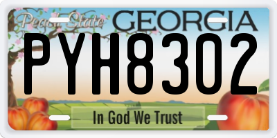 GA license plate PYH8302