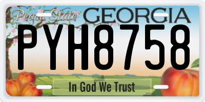 GA license plate PYH8758